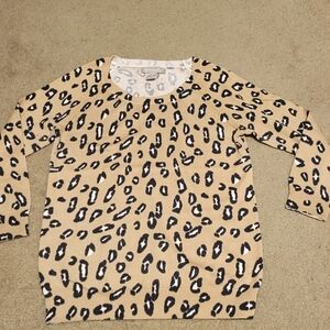 Banana Republic Women's Leopard Print Sweater - Tan and Black